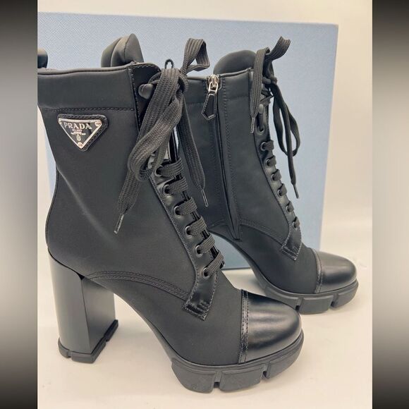 Prada 110 Leather & Nylon Hiker Booties 8.5 - Picture 6 of 9